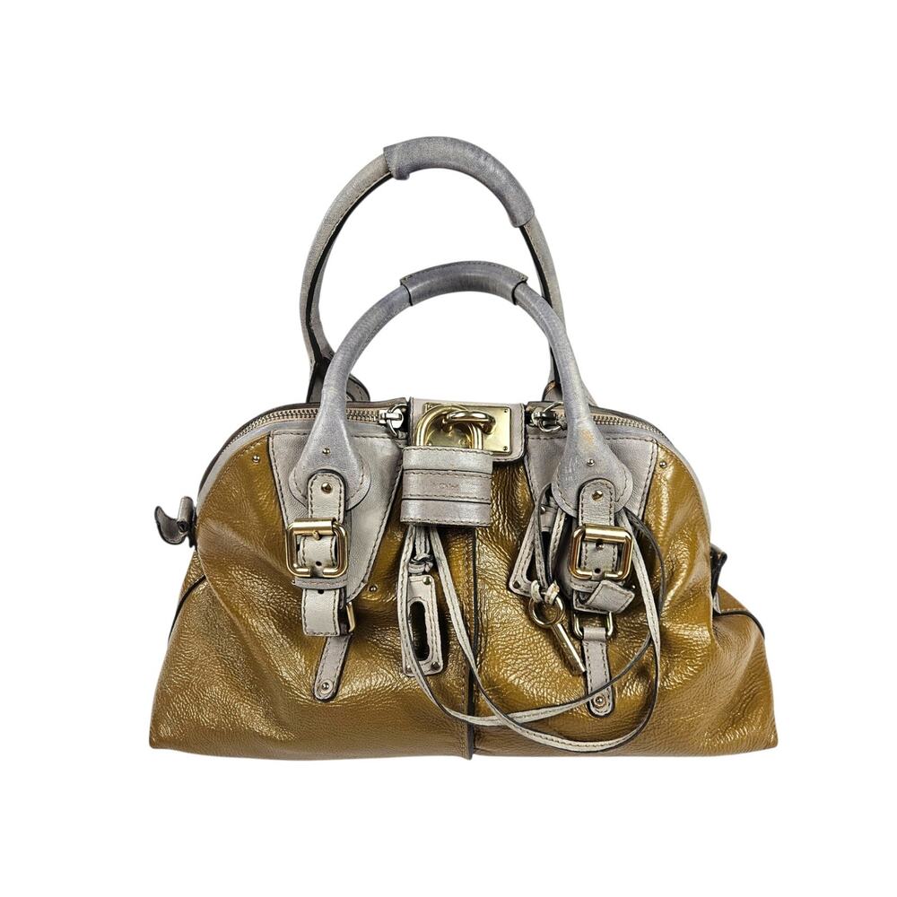 Vintage Chloé Paddington Bag Two-Tone Dome Tote Bag Y2K Patent Leather